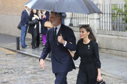 Felipe VI y Letizia en el funeral de Fernando Gomez Acebo en. Madrid este pasado abril