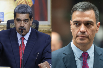 Nicolás Maduro junto a Pedro Sánchez