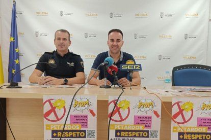 La campaña tiene como lema “-Petardos + respeto y + seguridad” ha sido presentada por el concejal de Seguridad, Sergio Palao y Andrés Martínez, oficial de la Policía Local de Villena .