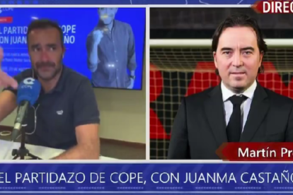 Juanma Castaño durante su entrevista en El Partidazo de COPE al presidente del Rayo Vallecano, Martín Presa.