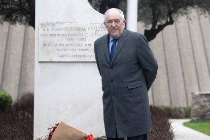 El presidente del Tribunal, Cándido Conde-Pumpido, durante el acto en homenaje a Francisco Tomás Valiente, en la sede del Tribunal Constitucional.