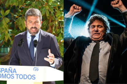 A la izquierda, Carlos Mazón, a la derecha, Javier Milei