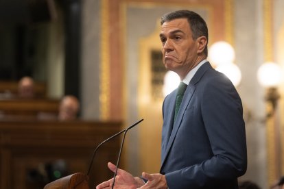 El presidente del Gobierno, Pedro Sánchez, durante una sesión en el Congreso de los Diputados.