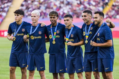 Jugadores del Barcelona antes del Joan Gamper.