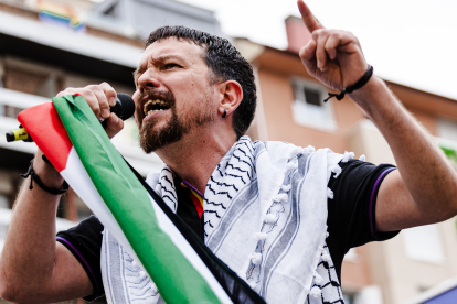 El exlider de Podemos, Pablo Iglesias, durante el acto de cierre de campaña de Podemos para los comicios europeos.