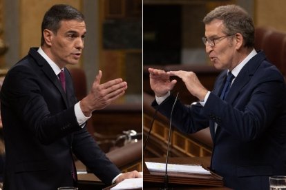 Pedro Sánchez y Alberto Núñez Feijóo en el Congreso.