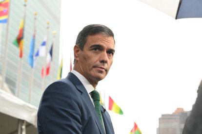 El presidente del Gobierno, Pedro Sánchez, en el edificio de la ONU