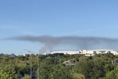 Vista del incendio en el centro de Madrid