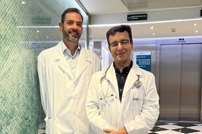 Los doctores Gavilá y Guerrero en el Instituto Valenciano de Oncología.