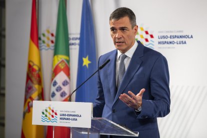 Pedro Sánchez, este miércoles en la cumbre hispano-portuguesa en Faro.