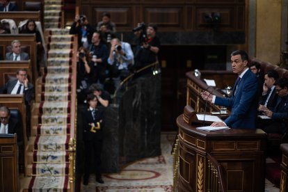 Pedro Sánchez durante su discurso de investidura.