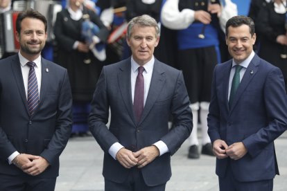 Alberto Núñez Feijóo, esta mañana en Oviedo