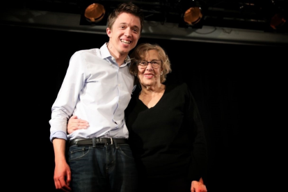 Íñigo Errejón y Manuela Carmena juntos durante un acto de 'Más Madrid' en 2019.