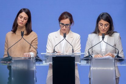 Las coportavoces de Más Madrid Rita Maestre, Mónica García y Manuela Bergerot.