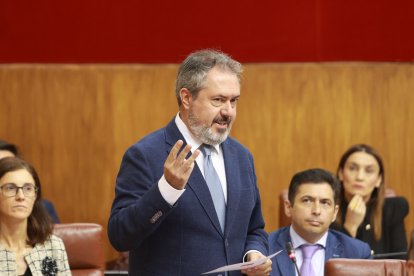 El secretario general del PSOE de Andalucía, Juan Espadas, en el Parlamento.