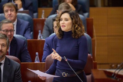 Isabel Díaz Ayuso interviene durante un pleno en la Asamblea de Madrid