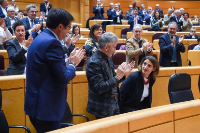 Teresa Ribera aplaudida por los suyos tras su comparecencia en el Senado