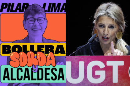 Pilar Lima, a la izquierda y Yolanda Díaz a la derecha.