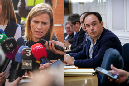 La delegada del Gobierno en la Comunitat, Pilar Bernabé, y el portavoz del PPCV en Les Corts, Juanfran Pérez Llorca.