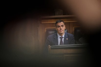 El presidente del Gobierno, Pedro Sánchez, durante una sesión de control al Gobierno en el Congreso de los Diputados.
