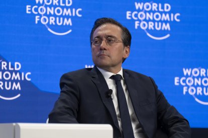 José Manuel Albares, esta semana, en la cumbre de Davos.