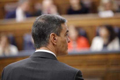 El presidente del Gobierno, Pedro Sánchez, durante una sesión de control al Gobierno en el Congreso.