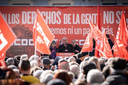 Unai Sordo, en la manifestación de hoy en Madrid