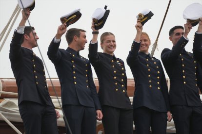 La Princesa Leonor en el Juan Sebastián Elcano, el pasado 11 de enero en Cádiz.