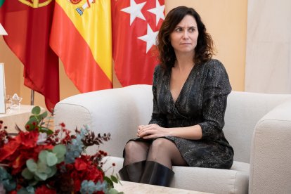 La presidenta de la Comunidad de Madrid, Isabel Díaz Ayuso, durante un encuentro con el embajador de Portugal en España, João Mira-Gomes, en la Real Casa de Correos, sede del Gobierno regional, a 12 de febrero de 2025, en Madrid (España).

Diego Radamés / Europa Press
12 FEBRERO 2025;EMBAJADOR;PORTUGAL;ESPAÑA;REUNIÓN;PRESIDENTA;CAM
12/2/2025