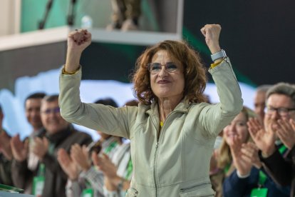 La secretaria general del PSOE-A, María Jesús Montero, en el XV Congreso Regional del PSOE de Andalucía celebrado en Armilla, Granada.