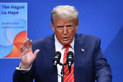 25 June 2025, Netherlands, The Hague: US President Donald Trump gives a press conference following the NATO summit in the Hauge. Photo: Beata Zawrzel/ZUMA Press Wire/dpa

Beata Zawrzel/ZUMA Press Wire/dp / DPA
25/6/2025 ONLY FOR USE IN SPAIN