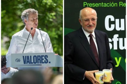 El líder del PP, Alberto Núñez Feijóo, y el presidente de Mercadona, Juan Roig