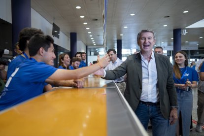 El presidente del PP, Alberto Núñez Feijóo, llega al XXI Congreso Nacional del Partido Popular.