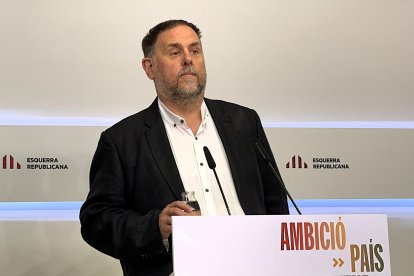 Oriol Junqueras, durante la rueda de prensa.