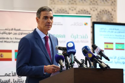 Pedro Sánchez, este miércoles en Mauritania.