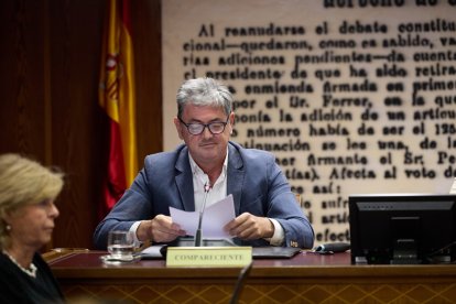 El socio de Santos Cerdán, Joseba Antxon Alonso, durante una comparecencia en la Comisión de Investigación sobre el caso Koldo en el Senado