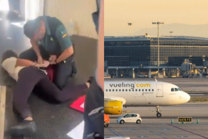 La Guardia Civil saca por la fuerza a uno de los 50 jóvenes