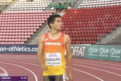 Ander Garaiar, tras proclamarse campeón de  Europa en los 100 metros