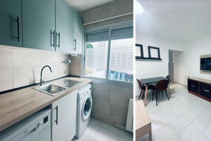 Una estética coherente y actual une cocina y salón: mobiliario renovado, colores neutros y soluciones funcionales que modernizan el espacio sin sobrepasar el presupuesto.