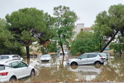 Avenidas anegadas en Sevilla Este.