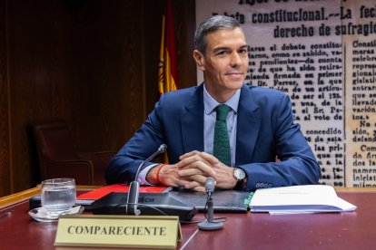 El presidente del Gobierno, Pedro Sánchez, en la comisión de investigación sobre el caso Koldo en el Senado.