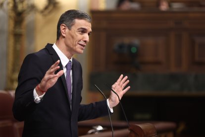 El presidente del Gobierno, Pedro Sánchez, durante una sesión de control al Gobierno en el Congreso.