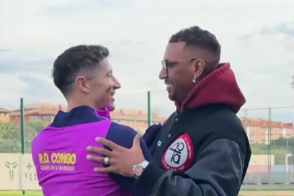 Boateng en el entrenamiento del Barcelona