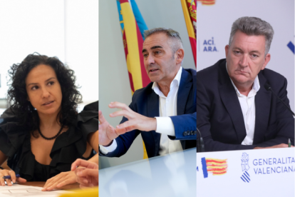 Los tres consellers castellonenses, de izquierda a derecha, Elena Albalat, Miguel Barrachina y Vicente Martínez Mus