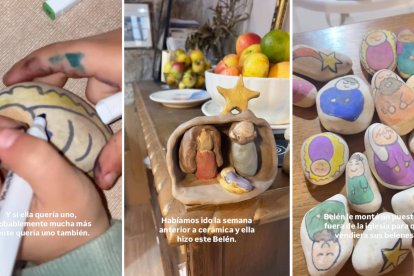 Alana creó belenes en piedras pintadas a mano, que luego vendió en un pequeño puesto frente a la iglesia con solo cuatro años.