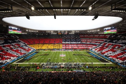 MUNICH, GERMANY - NOVEMBER 10: General view inside the stadium prior to the NFL Munich Game 2024 between New York Giants and Carolina Panthers at Allianz Arena on November 10, 2024 in Munich, Germany. (Photo by Adam Pretty/Getty Images)
