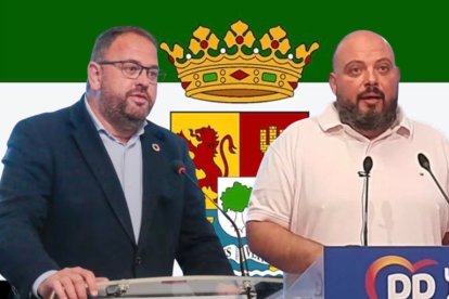 El alcalde de Mérida y portavoz socialista de campaña, Antonio Rodríguez Osuna y el presidente del PP de la provincia de Badajoz,Antonio Rodríguez Osuna