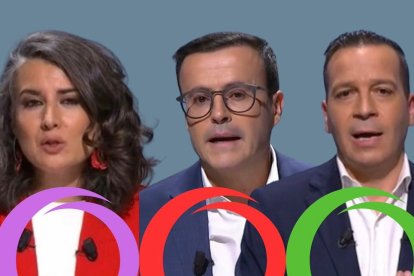 La candidata de UPeX, Irene de Miguel,,el candidato socialista Miguel Angel Gallardo y el candidato de Vox Óscar Fernández Calle