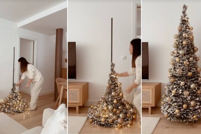 El árbol de Navidad plegable se monta en segundos con un efecto visual impactante, listo para decorar sin esfuerzo