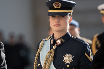 La Princesa Leonor, durante la Pascua Militar, en el Palacio Real.